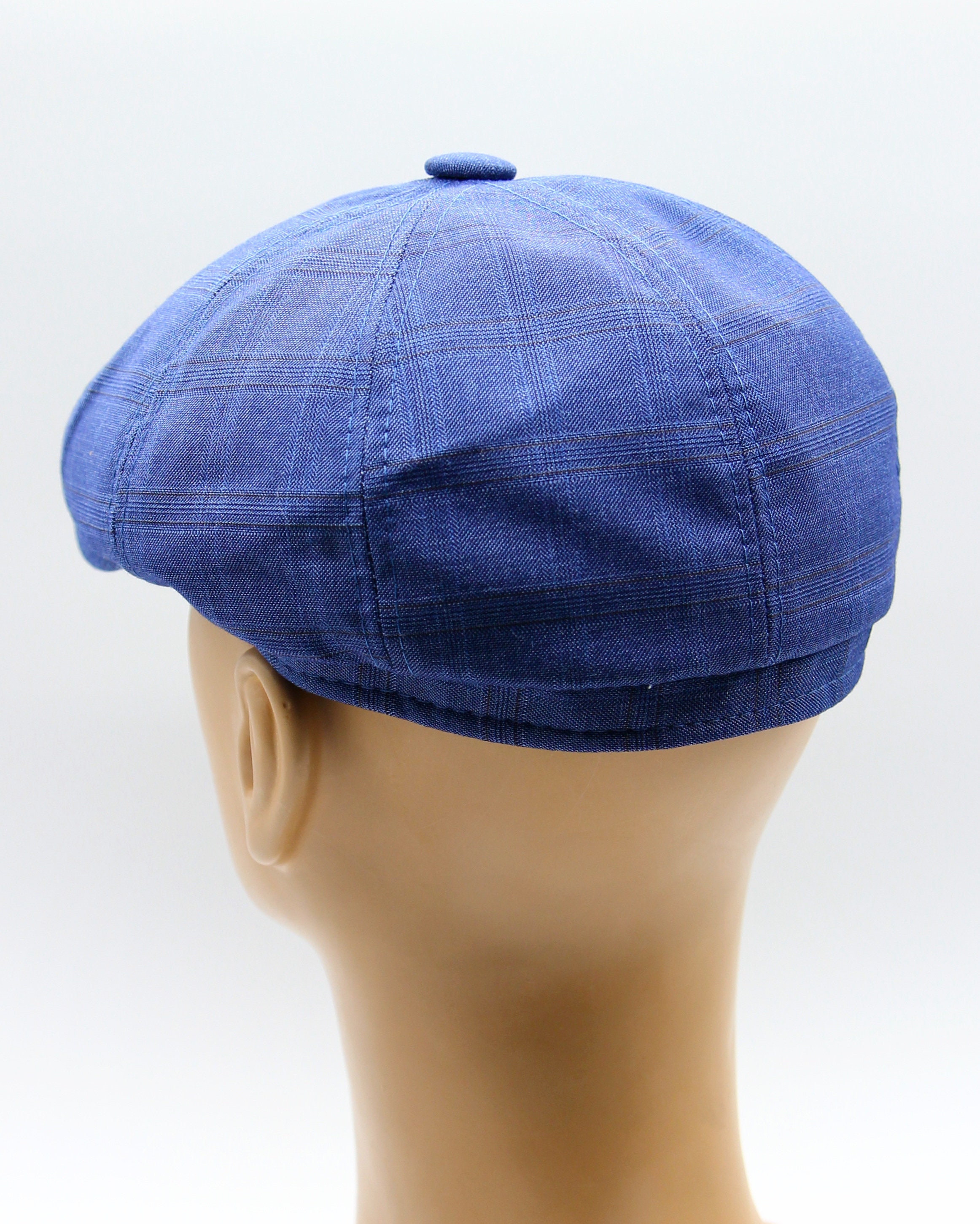 Light Blue Cotton Newsboy Cap for Men Summer Hat Gatsby Baker Boy Style ...