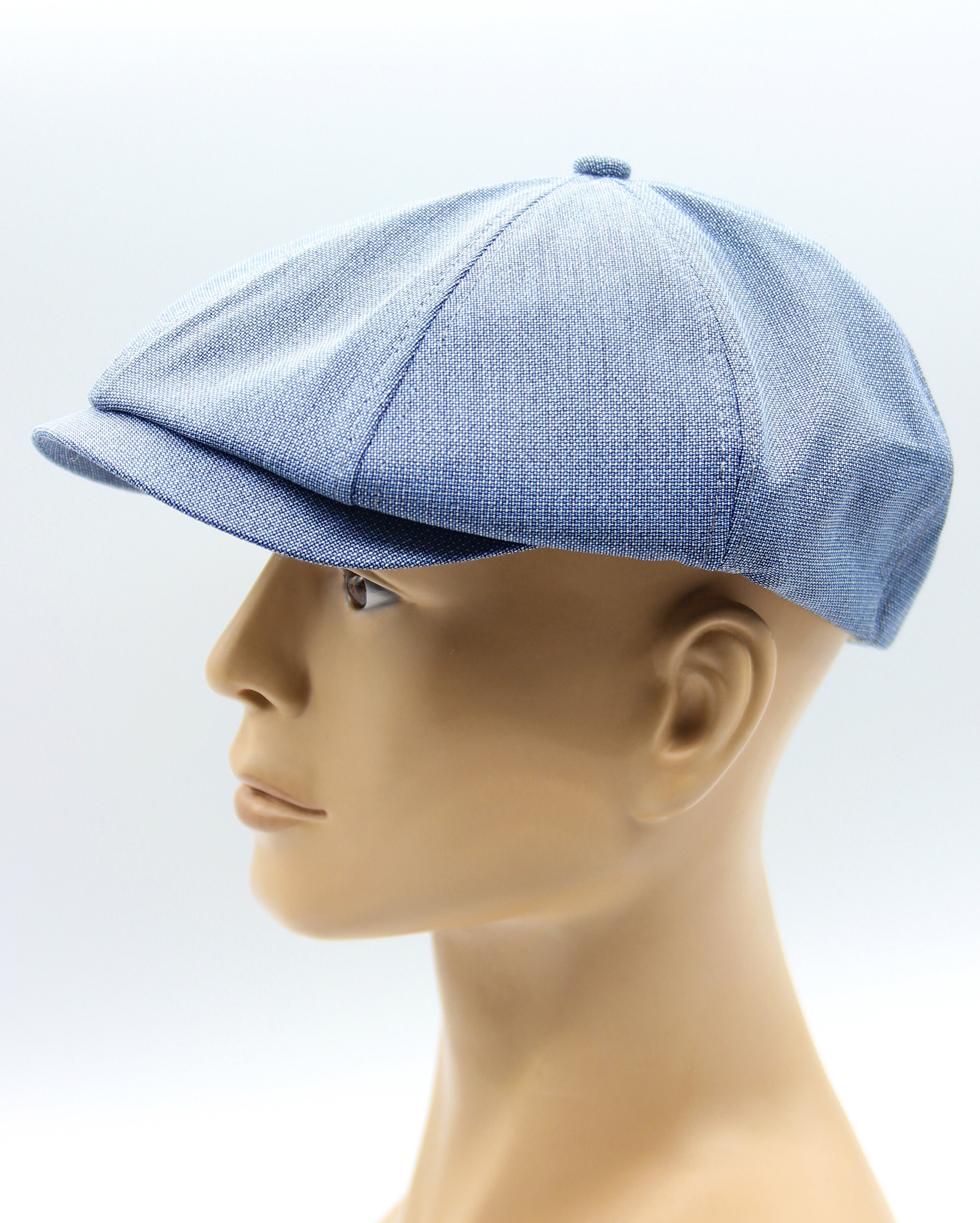 Summer Newsboy Hat Trendy Men's Linen Cap Cotton Blue - Etsy