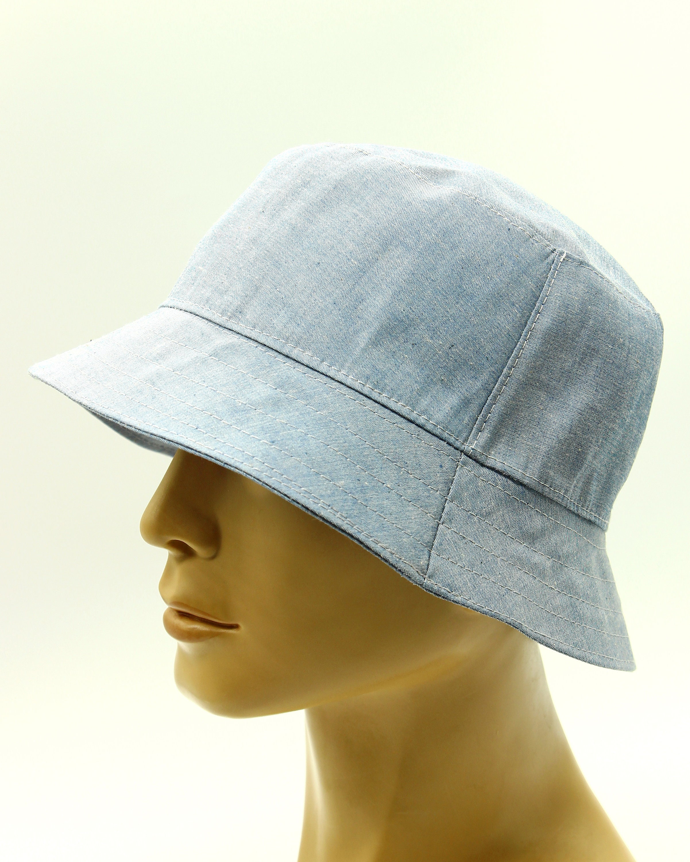 Mens bucket cotton hat blue. | Etsy