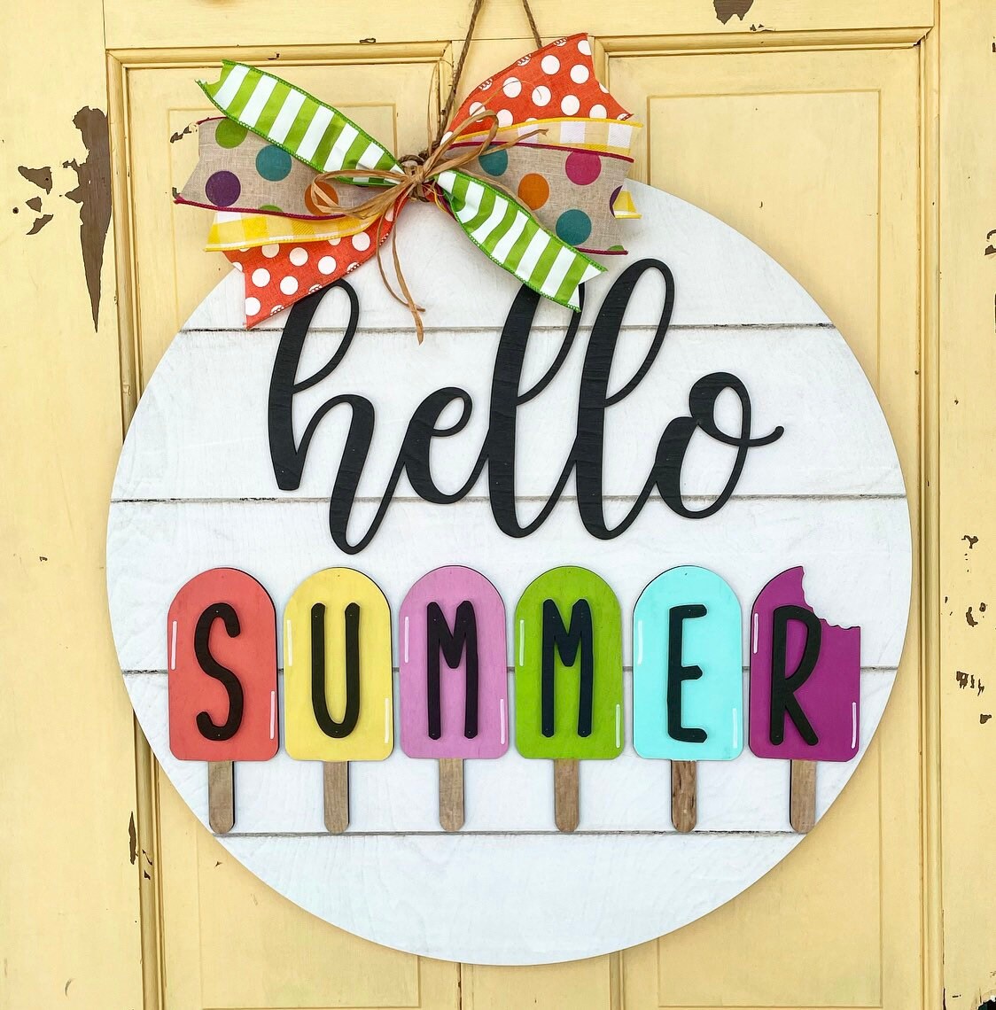 Hello Summer Shiplap Style Popsicle Door Hanger; Summer Popsicle Door…