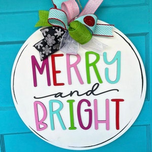 Merry and Bright Christmas Door Hanger; Christmas Door Hanger; Christmas Decor; Christmas Wreath; Merry and Bright