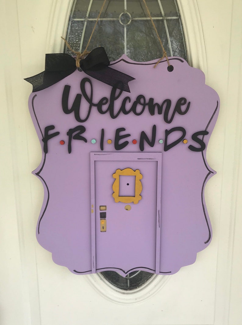 Download Welcome Friends Purple Raised Wood Door Hanger Friends TV ...