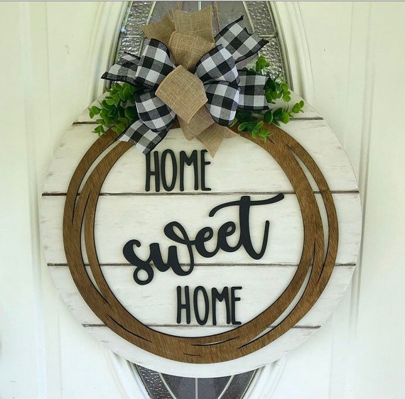 Home Sweet Home Farmhouse Raised Wood Shiplap Style Door | Etsy