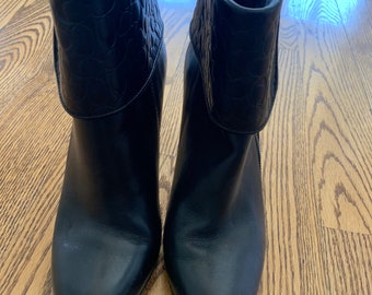 Coach Black Leather Heel Booties Size 7.5