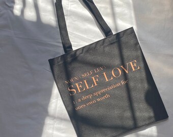 Self Love Tote Bag, Canvas Tote Bag, Aesthetic Tote Bag, Gift Ideas