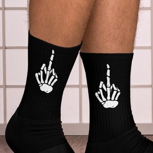 Skeleton Skull Middle Finger Sign Socks - Socks