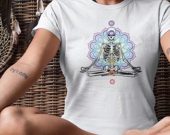 Skeleton Mandala Chakra Colors TShirt | Skull | Mandala | Namaste | Yoga | Breath | Meditate | Chakra - Men's/Women's Custom Tee