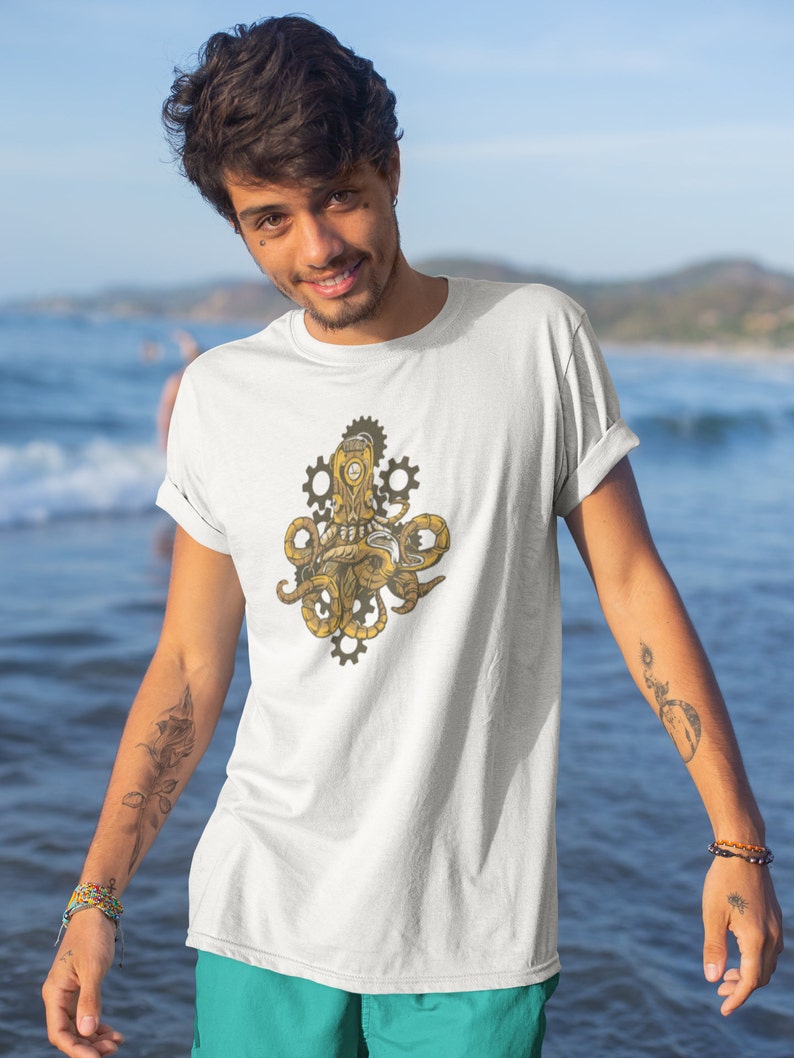 Pacific Ocean Giant Pacific Octopus Steampunk Vintage Women/'sMen/'s TShirt