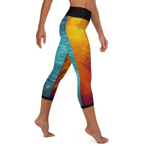 On Fire and Water Yoga Capri Leggings - Yoga Capri Leggings