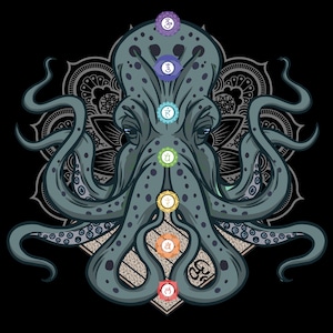 Octopus Yoga Mandala Chakra TShirt | West Coast Octopus | Mandala | Namaste | Meditate | Chakra Colors - Men&#39;s/Women&#39;s TShirt