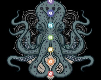 Octopus Yoga Mandala Chakra TShirt | West Coast Octopus | Mandala | Namaste | Meditate | Chakra Colors - Men's/Women's TShirt
