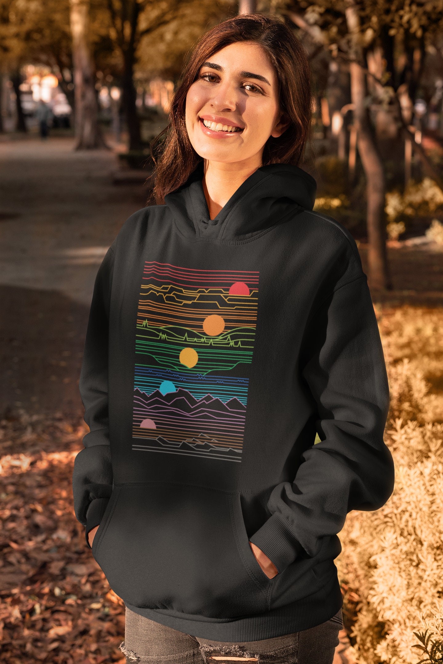 Sun Hoodie Sunset Hoodie Sunrise Hoodie Natur Kapuzenpullover Vintage Hoodie Retro Style 