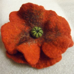 Felted Brooch Poppy Flower