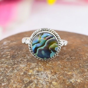 Abalone Shell Sterling Silver Ring: Bohemian Mermaid Jewelry