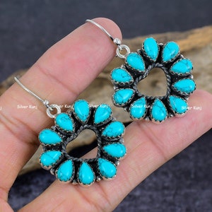 Santa Rosa Turquoise Earrings, Heart Silver Earring, 925 Silver Jewelry, Pear Gemstone Earring, Statement Earrings, Christmas Gift