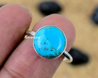 Kingman Turquoise Ring: Southwestern 925 Sterling Silver Boho Jewelry