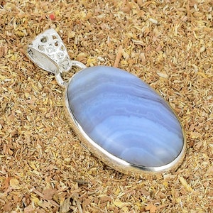 Blue Lace Agate Pendant, Blue Lace Agate Solid Sterling Silver Pendant, Natural Blue Lace Agate Necklace, Choose Your Style, Gift For Her