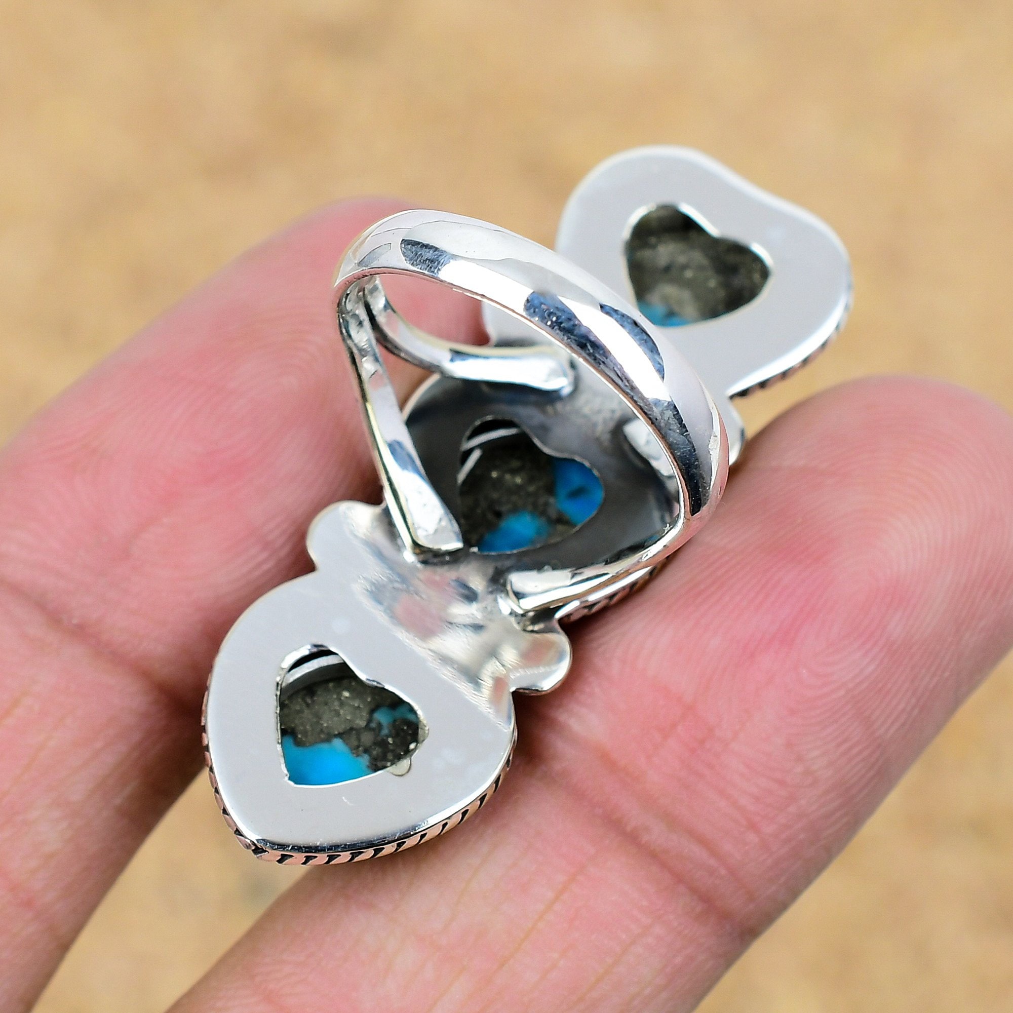 Handmade Kingman Turquoise Heart Ring, Sterling Silver Boho Jewelry - Etsy