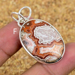 Crazy Lace Agate Pendant, Laguna Lace Agate Solid Sterling Silver Pendant, Gemstone Jewelry, Wedding Gift for her