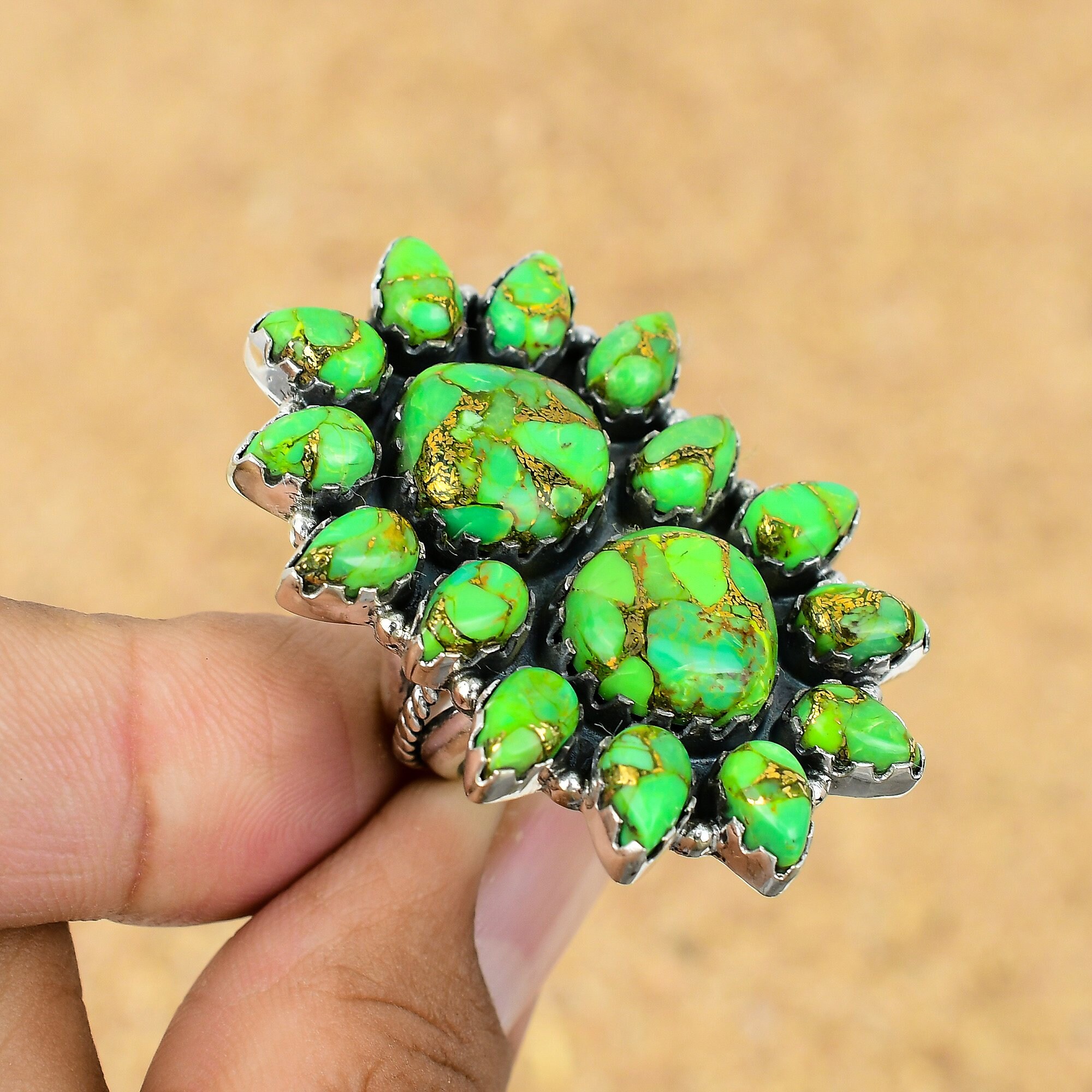 Dark green turquoise ring new arrivals