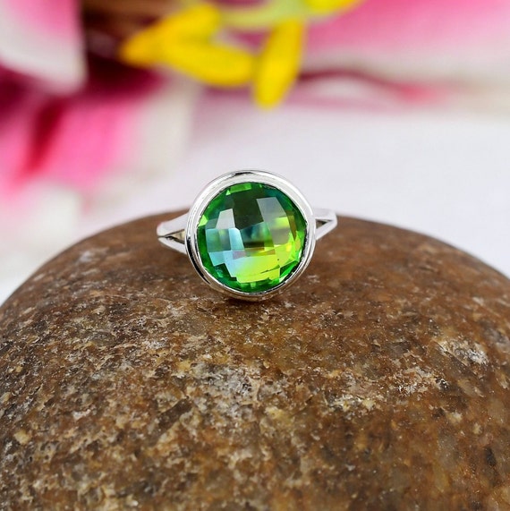 Watermelon Tourmaline Slice Wire-Wrapped Ring - Colleen Berg