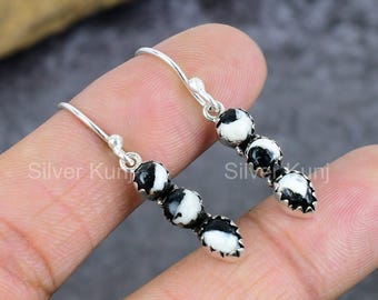 Sterling Silver Buffalo Turquoise Drop Earrings: Dainty Women's Jewelry