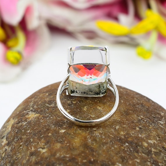 Anello Zodiacale Argento 925 Regolabile - Topazio Arcobaleno E Zirconi Per Donne - Foto 9