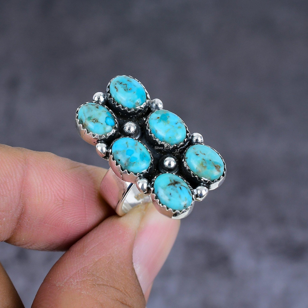 Kingman Turquoise Cluster Earrings – Sterling Silver