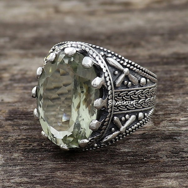 Green Amethyst Ring Etsy