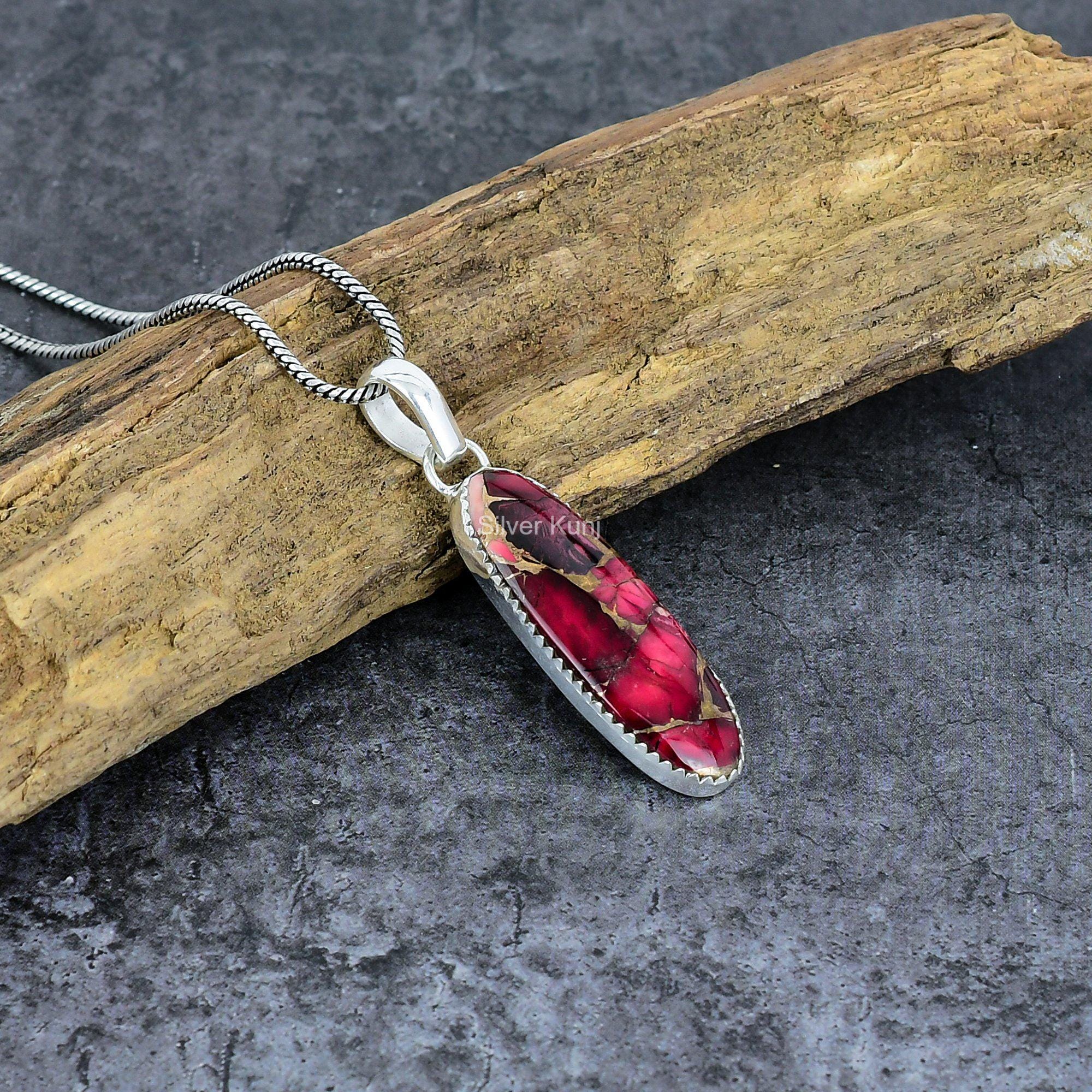 Red Dahlia Turquoise Pendant: Sterling Silver Dainty Jewelry - Etsy