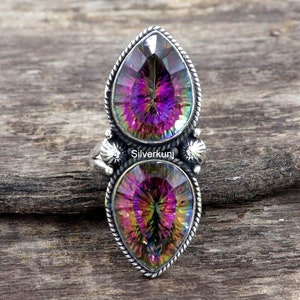 Mystic Topaz Ring, Rainbow Mystic Topaz 925 Sterling Silver Ring* Northern Light Fire Topaz, Anniversary Gift Jewelry, Promise Ring