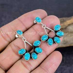 Santa Rosa Turquoise Silver Earrings, 925 Silver Jewelry, Stud Earring, Gemstone Earrings, Birthstone Jewelry, Gift for Girlfriend