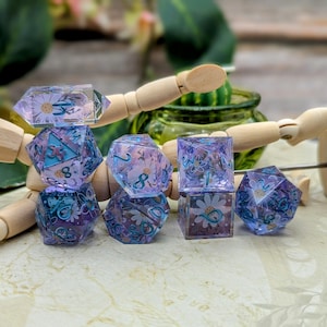 Illusiary garden  - Full Handmade 7/8 Piece Sharp Edge Polyhedral Dice Set D&D, Dungeons and Dragons -