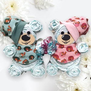 Gift for the birth of twins | Diaper cake for the birth | handmade diaper gift for the baby shower | Gift for new parents