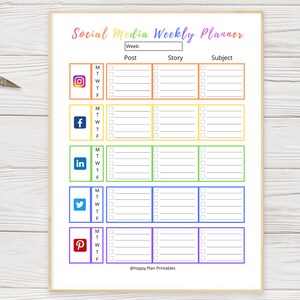 Social Media Weekly Planner Printable Schedule - Etsy
