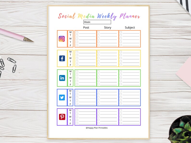 Social Media Weekly Planner Printable Schedule - Etsy