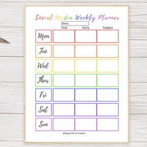 Social Media Weekly Planner Printable Schedule