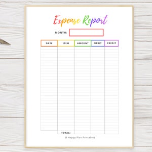 Monthly Expense Report Printable