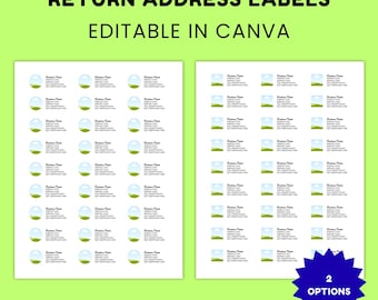 Editable Return Address Labels, Canva Template, Digital Download