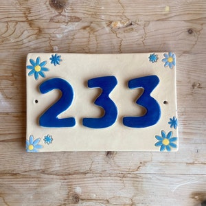 Ceramic tile , tile with number, house sign, number , custom made tile, house number, number, sign, boho tile, custom tile, number tile,hip