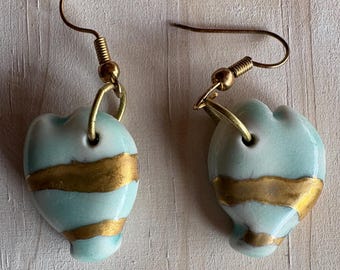 Handmade Abstract Animal Earrings, Porcelain with 18k Gold Accents
