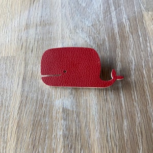 Whale brooch, red whale brooch,kawaii brooch, wooden brooch, animal pin brooch, sustainable jewelry brooch, animal brooch, sealife brooch image 10