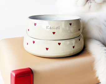 Custom Made Pet Bowl, Pet Bowl, Pet plate, Pet gift, Cat bowl, Dog bowl, Dog feeding, Personalized hearts bowl, Cat gift, original gift,