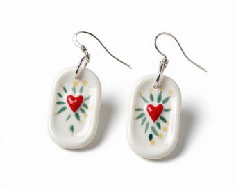 pendientes originales, pendientes pintados a mano, aros de porcelana, pendientes boho, pendientes españoles