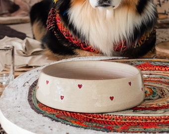 Hand Made Pet Bowl, Pet Bowl, Pet plate, Pet gift, Cat bowl, Dog bowl, Dog feeding, Personalised hearts bowl, Cat gift, original gift,