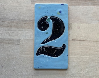 Ceramic number, ceramic custom made number, ceramic sign , house sign, house number, number two