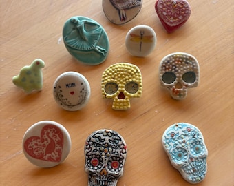 Handmade Porcelain Statement Pins, Fun Original Jewelry, Barcelona Made