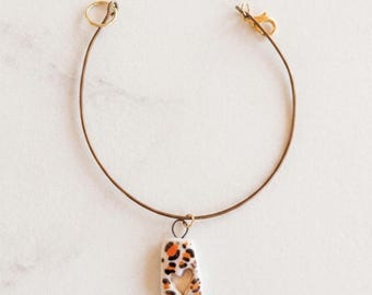 Charm daunty bracelet heart gold animal print elegant femenine chain