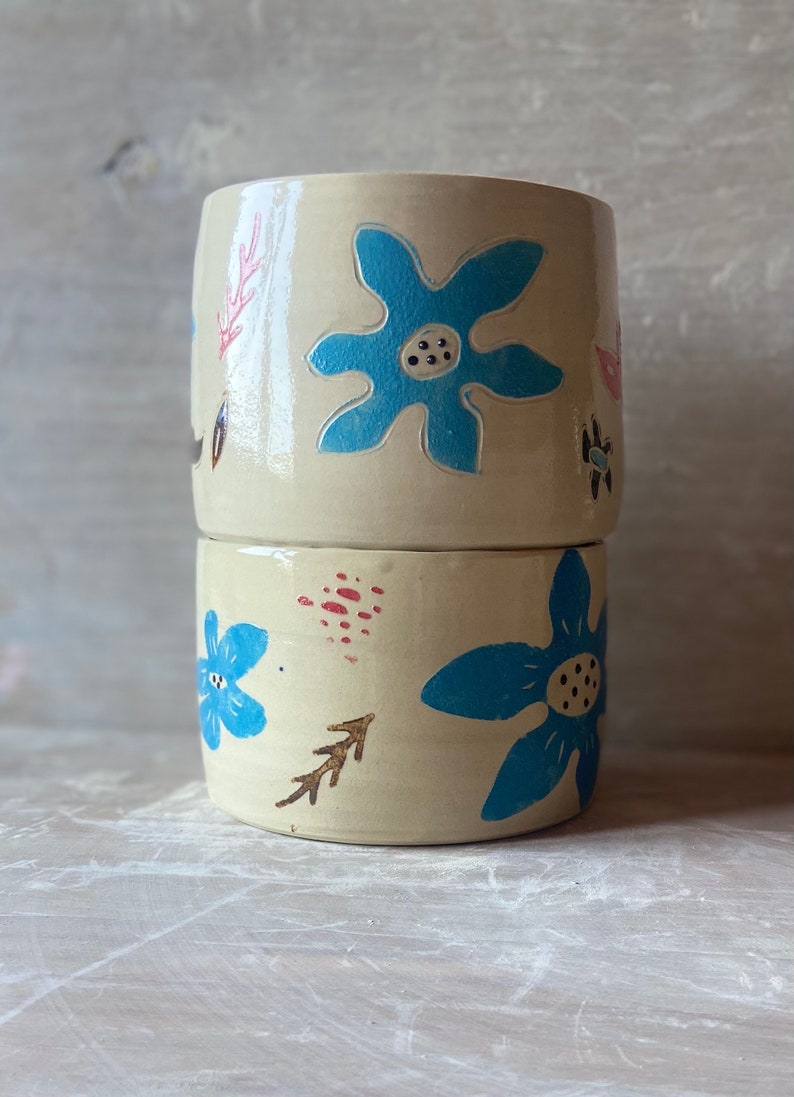 Painted plantpot, Planter, Ceramic pot, modern flowerpot, painted pottery, original pot, garden flowerpot, Boho design, modern decoration image 4