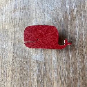 Whale brooch, red whale brooch,kawaii brooch, wooden brooch, animal pin brooch, sustainable jewelry brooch, animal brooch, sealife brooch image 5